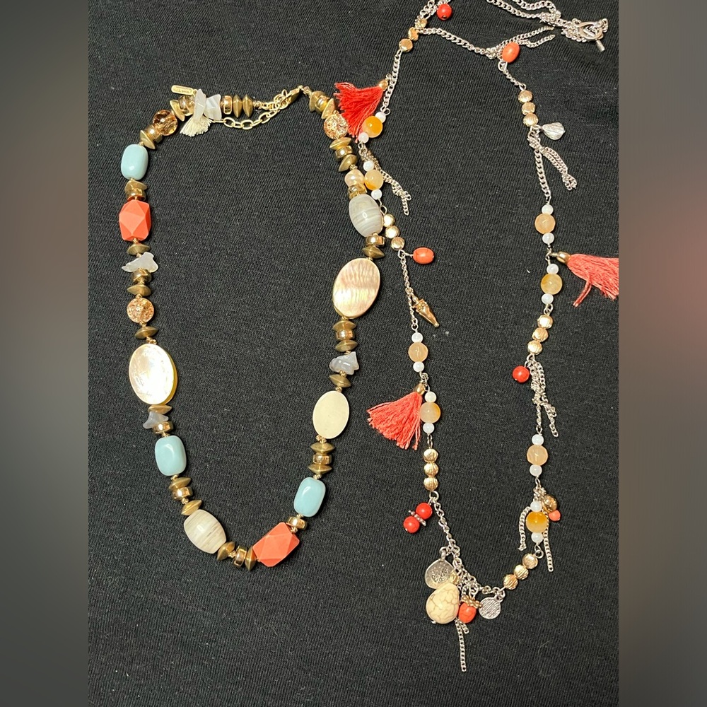 J.Jill Lonnie & Lilly Semi precious stones Beaded Chunky charms tassels Necklace